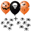 Kit 25 Un Balão Halloween + 10 Aranha Plástico Brinquedo P/ Festa Decoração Lembrancinha